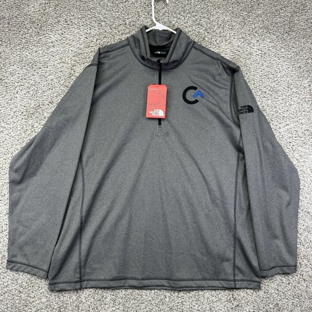 NEW North Face Tech Performance 1/4 Zip Fleece Pullover Asphalt Grey XXL 2XL